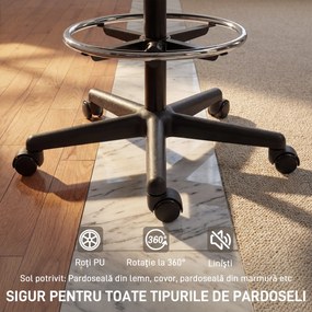 HOMCOM Scaun de Birou Ergonomic Rotativ din Plasă Respirabilă, cu Suport pentru Picioare și Înălțime Reglabilă, Negru | Aosom Romania