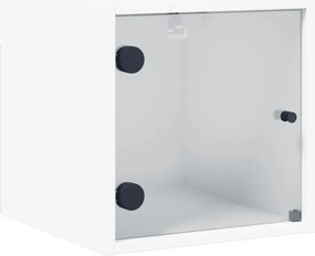 vidaXL Noptieră cu ușă de sticlă, alb, 35x37x35 cm