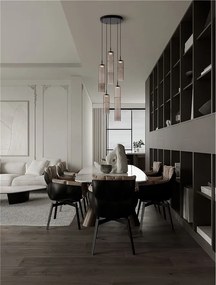 Lustra moderna cu 5 pendule LED, Metal, Sticla, Moca, SANO
