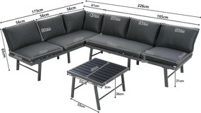 Set mobilier de grădină pentru 5-6 persoane, Gri | Aosom Romania