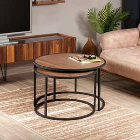 Măsuță auxiliară Tambur Walnut, 2 buc.