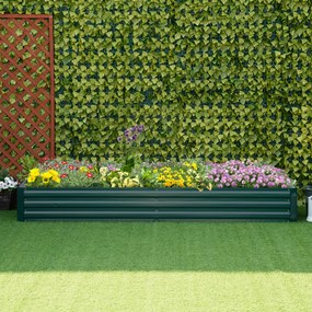 Outsunny Pat Suport de Gradina Inaltat din Metal de Exterior, Suport pentru Plante, Flori si Ierburi Aromatice, Verde | Aosom Romania