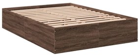 3281041 vidaXL Cadru de pat, stejar maro, 135x190 cm, lemn prelucrat