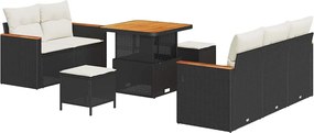 vidaXL Set de canapele pentru grădină 8 pcs Negru poliratan