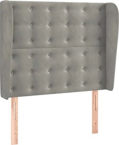 vidaXL Tăblie de pat cu aripioare gri deschis 93x23x118/128 cm catifea