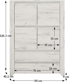 Comoda tip 33, alb craft, ANGEL