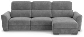 Canapea colțar extensibilă TRENTO, 3 locuri, reversibilă, cu spațiu de depozitare, gri