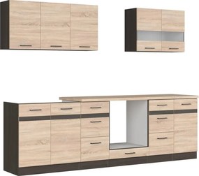 Set bucatarie JUNONA LINE, stejar sonoma/wenge, PAL, 260 cm, cu blat s