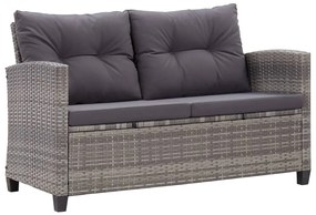 vidaXL Canapea de grădină cu 2 locuri cu perne, gri, 124 cm, poliratan