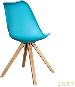 Scaun din lemn cu tapiterie din piele sintetica Scania NewLook II turcoaz A-36206 VC