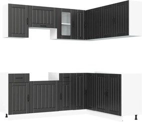 vidaXL Set dulap de bucătărie 11 piese „Lucca” lemn negru prelucrat