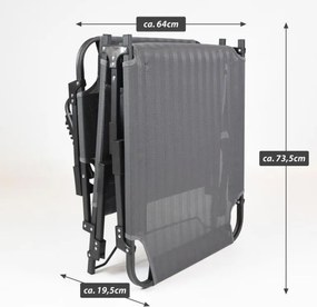 Șezlong pliabil cu pernă, gri, 189 x 63 x 34 cm