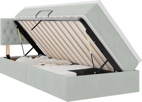 vidaXL Pat cu saltea și LED cu saltea Gri deschis 90 x 190 cm Catifea