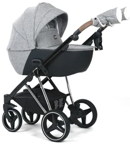Carucior 3 in 1: Cadru usor din aluminiu, Landou confortabil, Varianta sport ergonomica, Scoica auto - CPC-66-gri