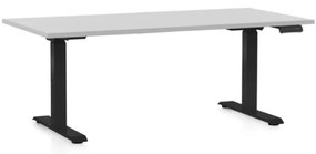 Masa inaltime reglabila OfficeTech C, 160 x 80 cm, bază neagră, gri deschis