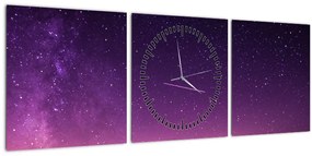 Tablou cu cerul și stea căzând (cu ceas) (90x30 cm)