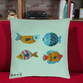 Perna Decorativa Pesti Acuarela, 40x40 cm, Verde Menta, Husa Detasabila, Perna Inclusa, BEKZ®