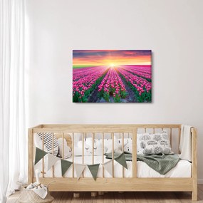 Tablou cu câmp de lalele cu soare (90x60 cm)