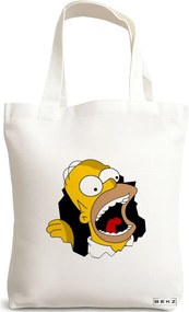 Sacosa de Panza pentru Cumparaturi, Geanta Tote, model Homer, 38x34.5 cm, Alba, BEKZ®