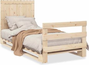 vidaXL Cadru de pat cu tăblie, 90x200 cm, lemn masiv de pin