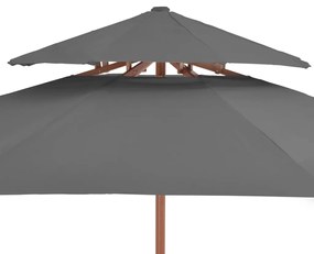 Umbrela de soare dubla, stalp din lemn, 270 cm, antracit Antracit