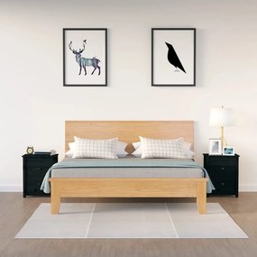 vidaXL Noptiere, 2 buc., negru, 50x35x61,5 cm, lemn masiv de pin