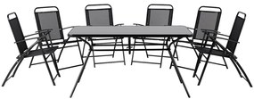 Set de masă pentru grădină Love (negru) (6 scaune). 1011670