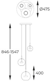 Lustra moderna cu 3 pendule LED Enceladus