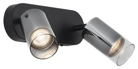Spot modern de tavan Gunmetal cu 2 lumini rotativ și reglabil - Drain