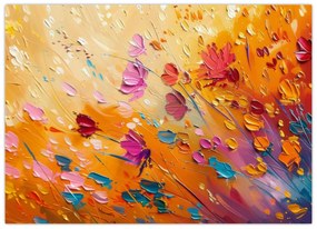 Tablou pe sticlă - Pictură flori colorate (70x50 cm)