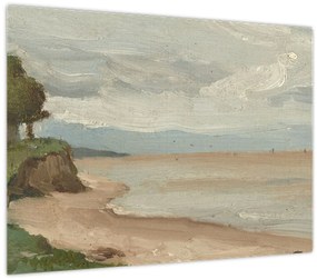 Tablou pe sticlă - Jean-Baptiste-Camille Corot, Beach Near Etretat, reproducere (70x50 cm)