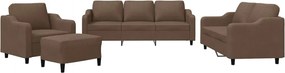 vidaXL Set de canapele cu perne, 4 piese, maro, textil