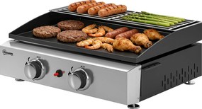 Outsunny Grătar pe gaz 5 kW Tragabil Grătar de masă cu 2 arzătoare, strat ceramic, grilaj, grilaj de menținere la cald | Aosom Romania