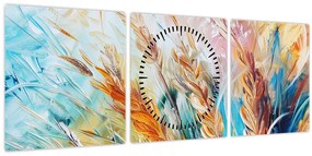 Tablou - Grâu, abstracție (cu ceas) (90x30 cm)