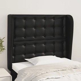 3118040 vidaXL Tăblie de pat cu aripioare, negru, 103x23x118/128 cm, piele eco