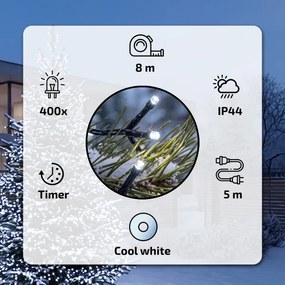 BRILAGI - LED Ghirlandă de Crăciun pentru exterior 400 LED-uri 13m IP44 alb rece