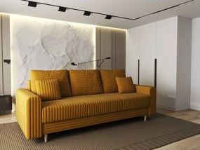 Canapea extensibilă dumonde cu ladă de depozitare si sezut confortabil din spuma high-density, Kronos Ambience Mustar 210x100 cm