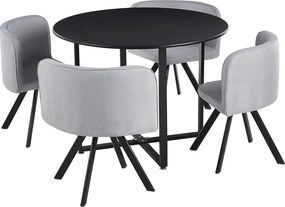 Set masa cu 4 scaune BEVAN NEW, gri deschis/negru