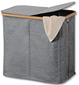 Cos pentru rufe Kesper 19598, 90 l, 2 compartimente, Poliester, Manere, Gri