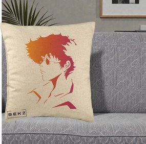Perna Decorativa Cowboy Bebop Spike Silueta Gradient, 40x40 cm, Bej, Husa Detasabila, Perna Inclusa, BEKZ®
