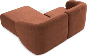 Colțar teracotă cu tapițerie din chenille (cu colț pe partea dreaptă/cu șezlong) Lani – Makamii