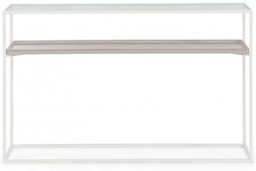 Consola alba din metal si sticla, 120x30x75 cm, Laurel Bizzotto