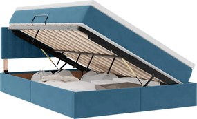 vidaXL Pat cu saltea și LED Albastru închis 140 x 200 cm Catifea