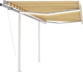vidaXL Copertină automată cu senzor vânt & LED, galben/alb, 3,5x2,5 m