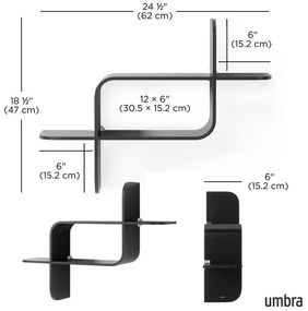 Raft negru etajat din lemn de arbore de cauciuc 62 cm Montage – Umbra