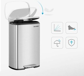 Coș de gunoi TIDY cu închidere lentă, 50 l, argintiu SongmicsHome