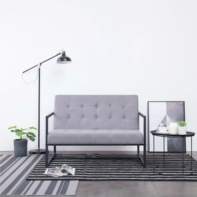 282161 vidaXL Canapea cu 2 locuri și brațe gri deschis oțel & material textil