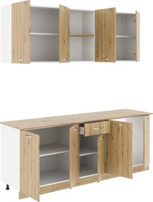 Set Bucatarie Nisa, Stejar Artisan/Alb, L 200 cm