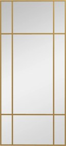 HOMCOM Oglindă de Perete Dreptunghiulară, Oglindă Tip Fereastră cu Cadru Metalic, Oglindă Decorativă Suspendată, 110x2x50 cm, Auriu | Aosom Romania