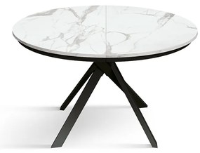 Masa rotunda extensibila Lila, blat Alb Marmorat Ø 120 cm